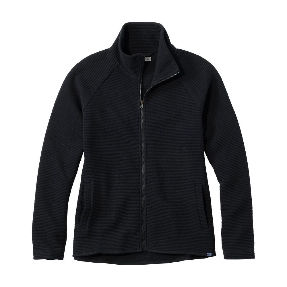 LL Bean Jacket Women's 2X Plus Black Lakewashed Double Knit Full Zip Outdoor New